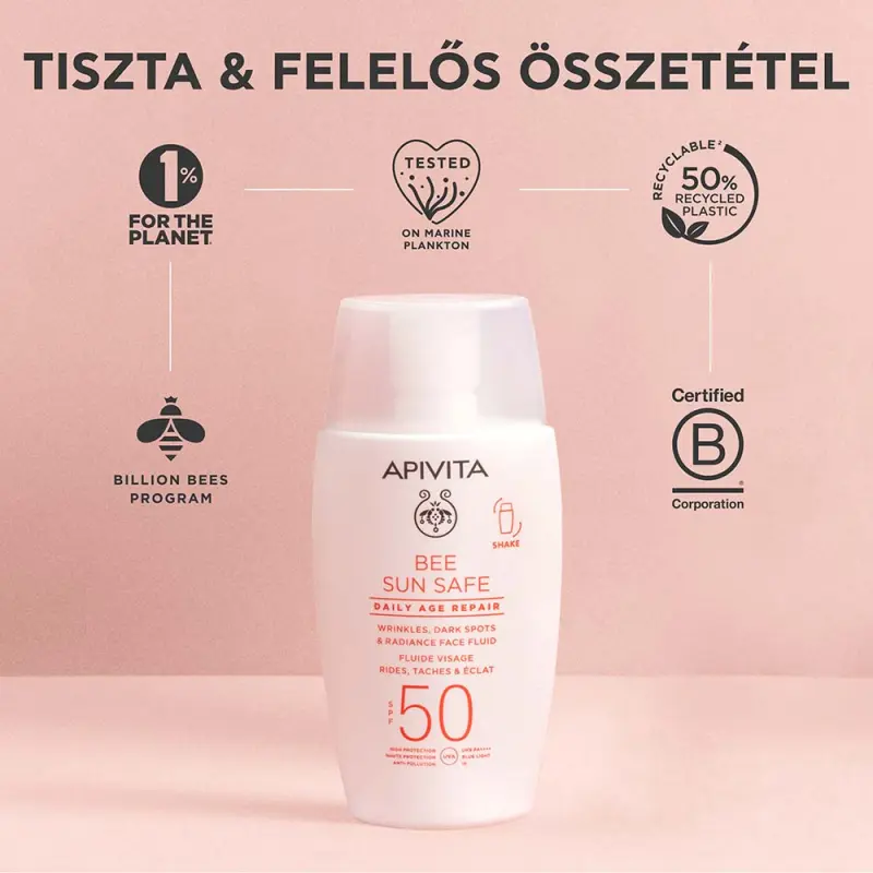 BEE SUN SAFE Daily Age Repair Fluid - ráncok, pigmentfoltok ellen SPF50 (50 ml)