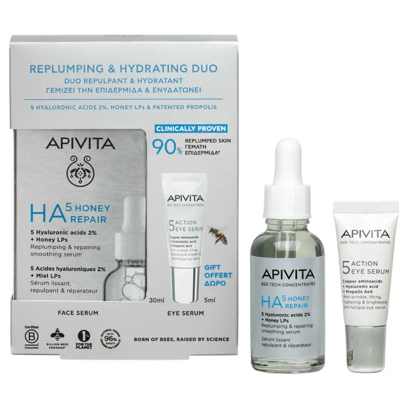 APIVITA BEE TECH HA5 Honey feltöltő, regeneráló és bőrsimító szérum csomag (30+5 ml) APIVITA BEE TECH HA5 Honey feltöltő, regeneráló és bőrsimító szérum csomag (30+5 ml)