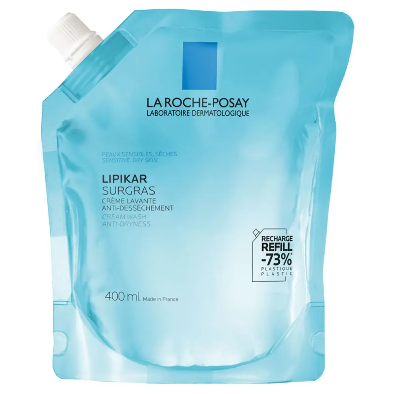 LA ROCHE-POSAY Lipikar Surgras Koncentrált krém-tusfürdő utántöltő 400 ml