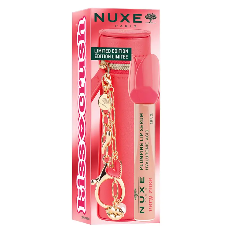 NUXE Very Rose Dúsító ajakápoló szérum Kiss Crush kulcstartóval 8 ml