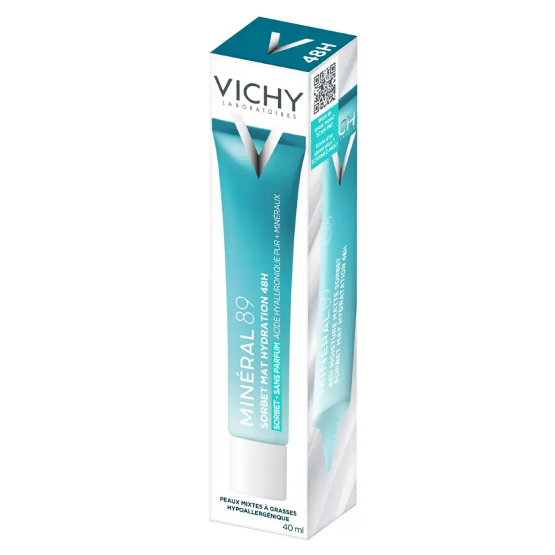 Minéral 89 Akár 48 órás hidratáló, mattító sorbet 40 ml
